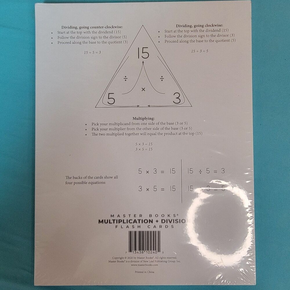Master Books Flash Cards - Multiplication And Division Cards  **FACTORY SEALED**